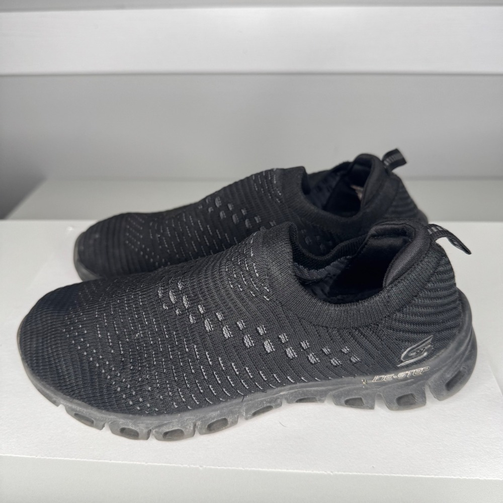 Skechers Glide-Step Women Size 6 Black Knit Slip On Walking Shoes 40412 - Picture 4 of 9